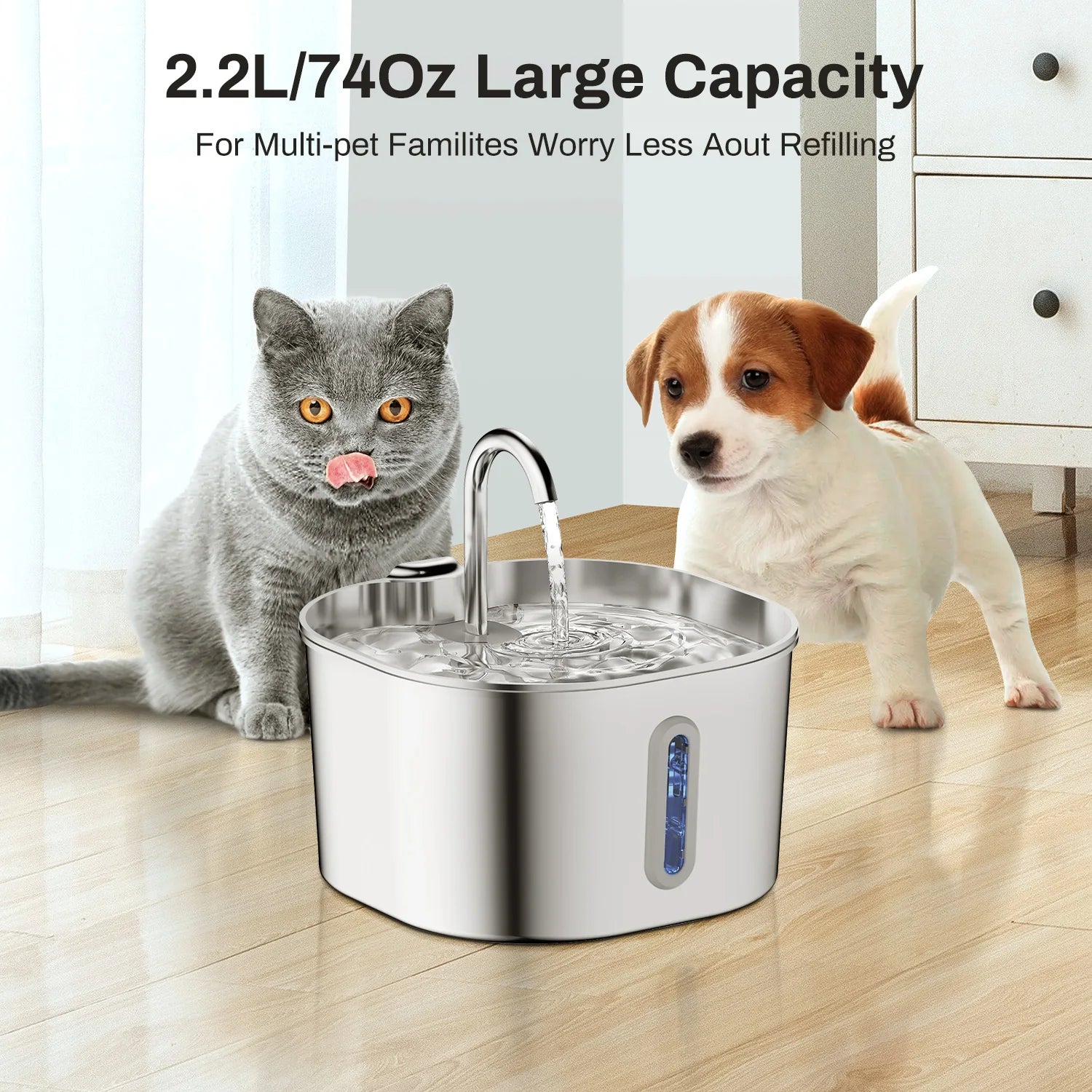 SteelFlow Quiet Pet Water Fountain
